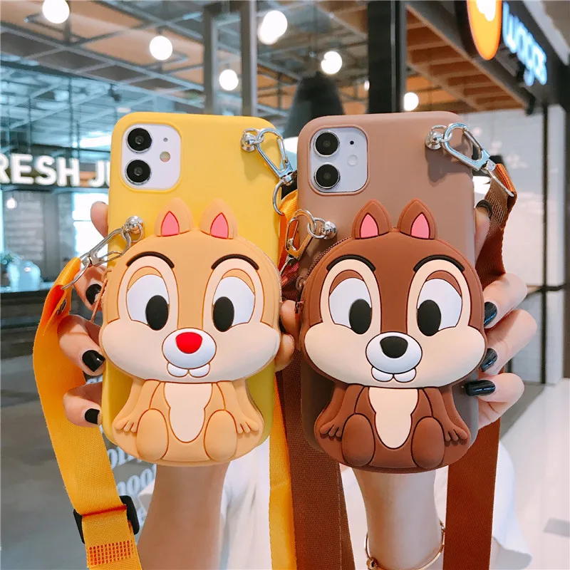 

Suitable for Huawei glory 30POR/P40PRO squirrel cartoon three-dimensional coin purse diagonal lanyard mobile phone soft shell