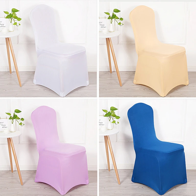 

2021 New Fitted Chair Covers Spandex Wedding Banquet Anniversary Party Event Decor Many Colours Chair Cover Clothes Wholesale