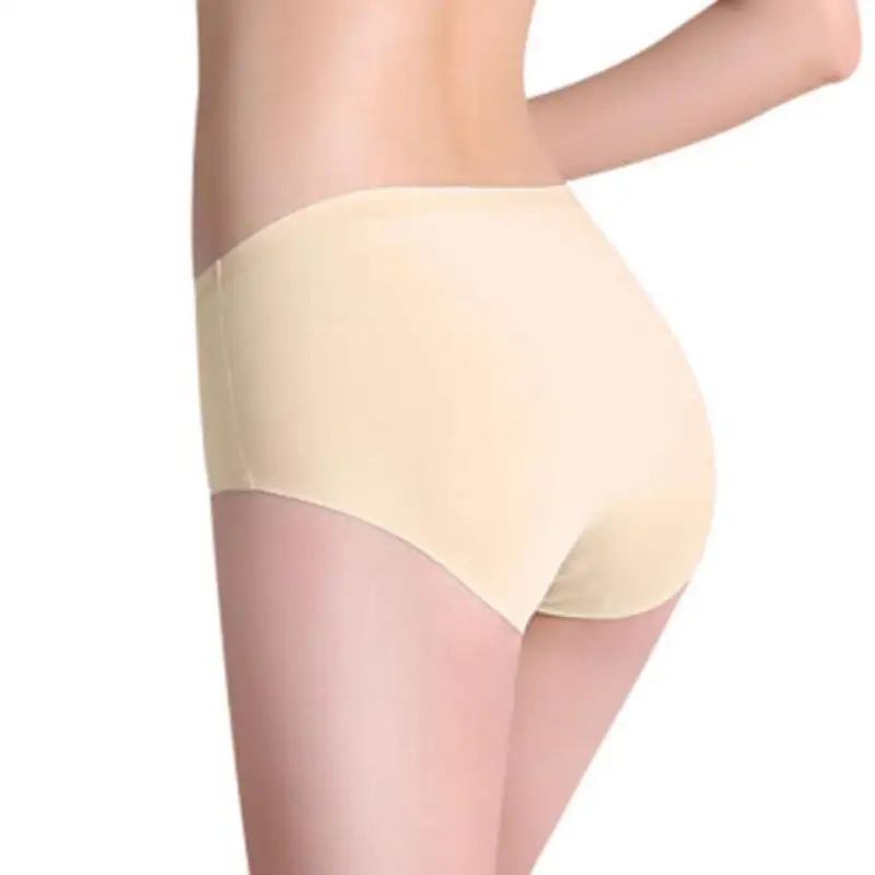 

New Women Ice Silk One-piece Mid-waist Large Size Briefs Seamless Soft Underwear Thin Comfortable Cotton Women Underwear