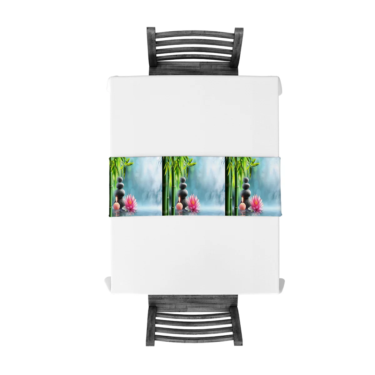 Лотос бамбуковые камни свеча спа Зен синий настольный бегун флаг Домашняя