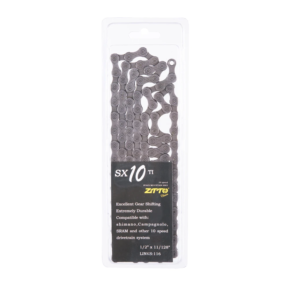 

ZTTO 10-Speed Silver Bicycle Chain Accessories With Magic Buckle Suitable For Mountain Bike Chain City Road Bike 116 Ring Chain