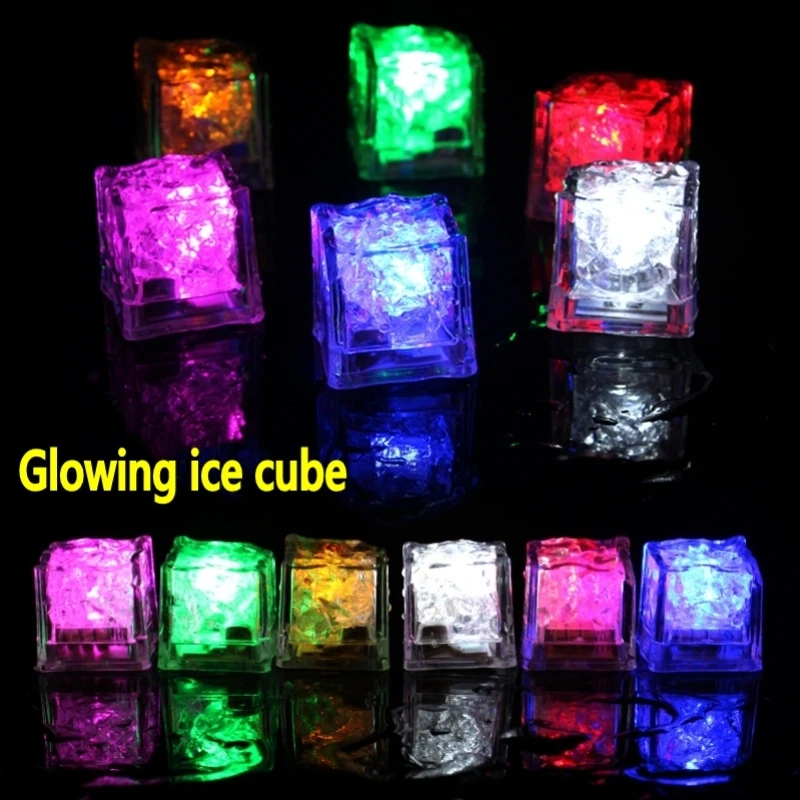 

Красочные светящиеся кубики льда Бар Свадьба курица Дневной Свет флуоресцентный блок мигающий индукционный лед лампа 12 шт.