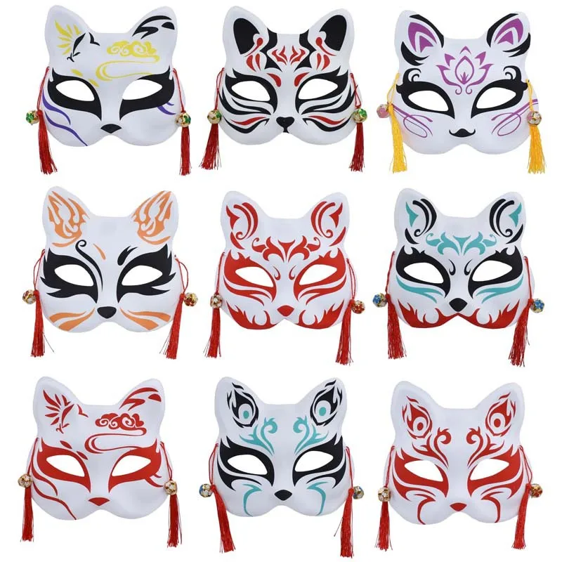 Аниме японский ручной росписью лиса маска для лица Уход за кожей ПВХ Маскарадная