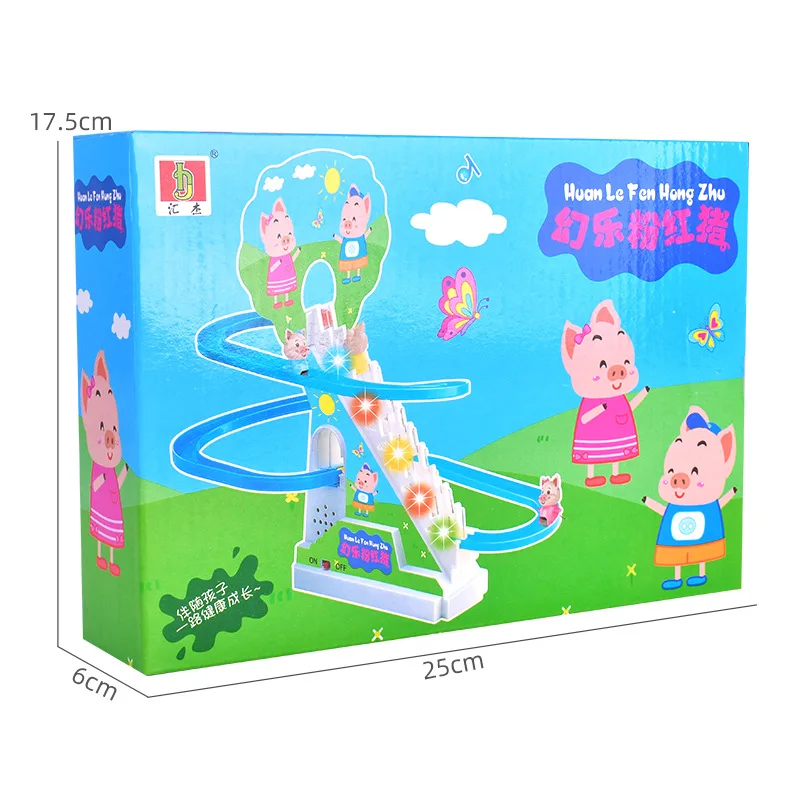 

Hot Selling Hot Selling Pig Climbing Stairs Music Light-emitting Slide Electric Track Children's Stall Toys Children's Toys