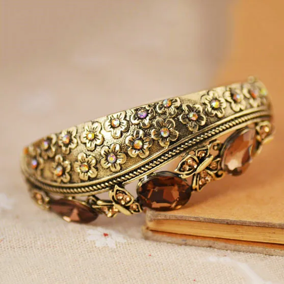 Ретро резная Цветочная обруч высокого качества стразы со стразами для женщин