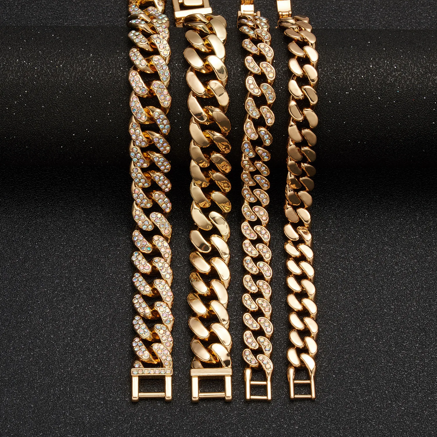

New Vintage Trendy Cuban Chain Men Bracelet Classic Black Gold Silver Color Width Chain Bracelet For Men Women Punk Jewelry Gift