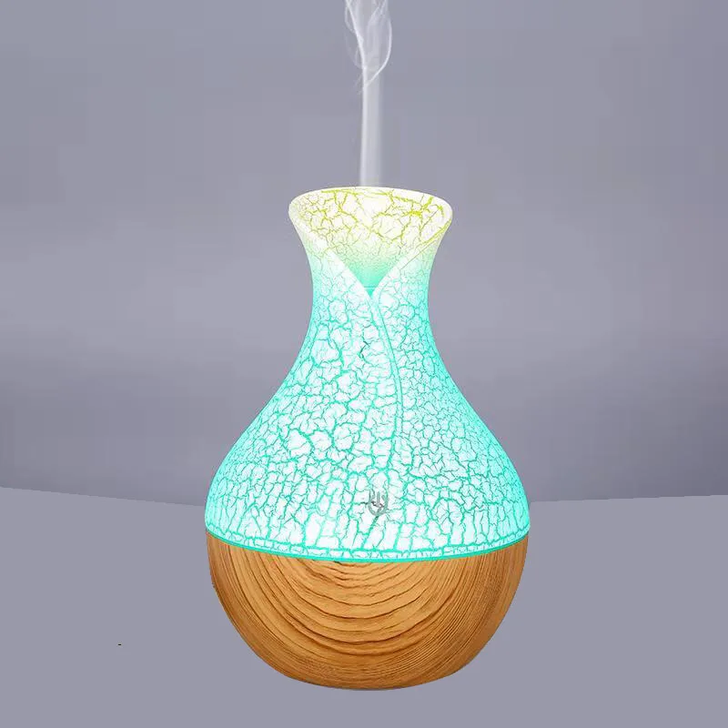 

130ML Home Appliances Wood Vase Design Ultrasonic Atmosphere Moist Atmoizer 7 Colors Light USB Car Essential Diffuser Humidifier