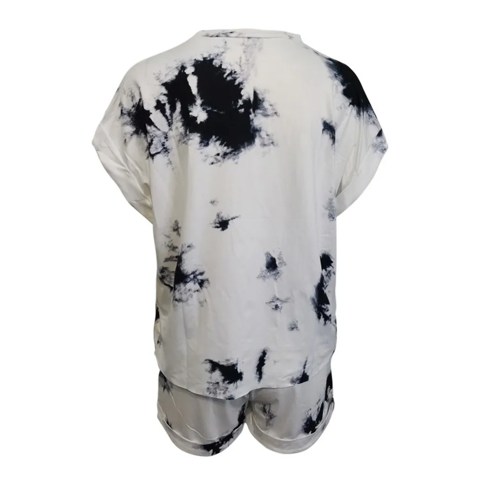 

Tie-dye Gradient Pajama Sets Women's Short-sleeved Loungewear Set Homewear Ensemble Pyjama Femme Shorts Set Women Pajama 2021