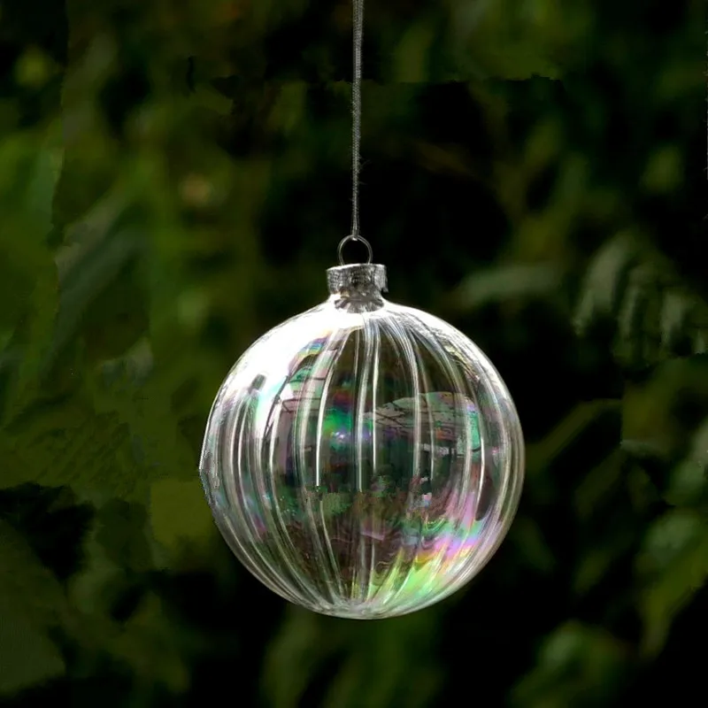

180pcs/pack Diameter=6cm Small Size Lustre Pearl Striped Glass Globe Christmas Tree Round Shaped Hanging Pendant Home Decoration