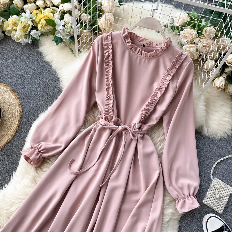 Платье SINGRAIN женское с воротником-стойкой шикарное простое однотонное