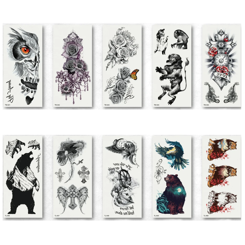 2 листа модный цветок Мультяшные животные Временные татуировки наклейка на тело |