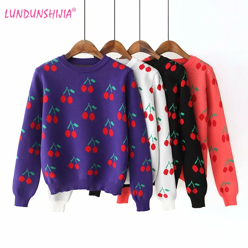 Короткий свитер LUNDUNSHIJIA женские осенние свитера с круглым вырезом и принтом