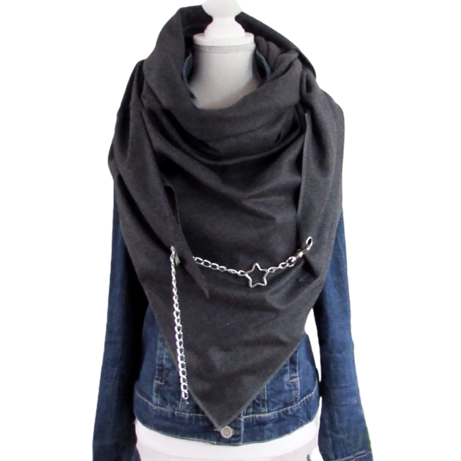 

Retro Women Autumn Winter Solid Color Soft Wrap Thick Warm Print Scarf Shawl