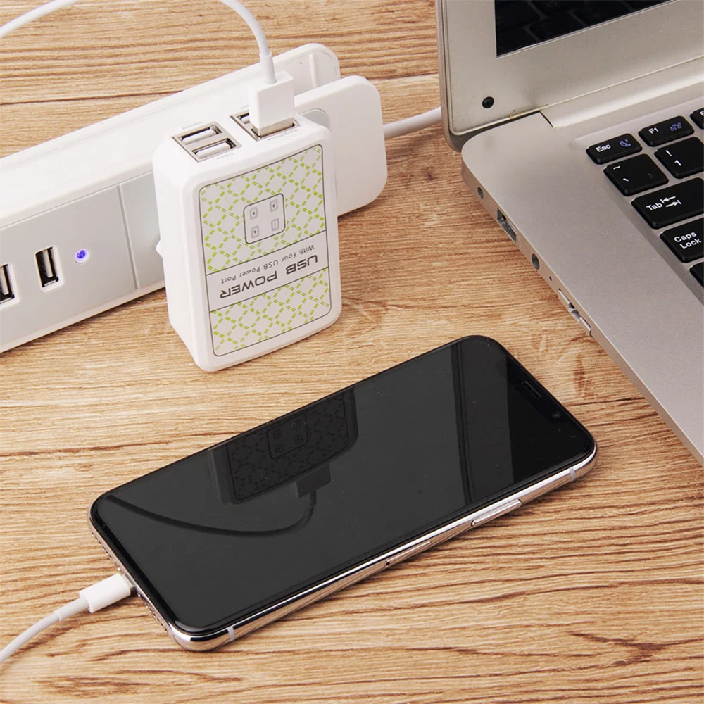 Сетевое зарядное устройство с 4 USB-портами хаб для быстрой зарядки iPhone Samsung