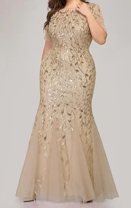 Платье из сетчатой ткани, распродажа, полиэстер, Украина, Вадим vestidos mujer, евро-американское платье с бусинами, марля, рыбий хвост - Цвет: Golden
