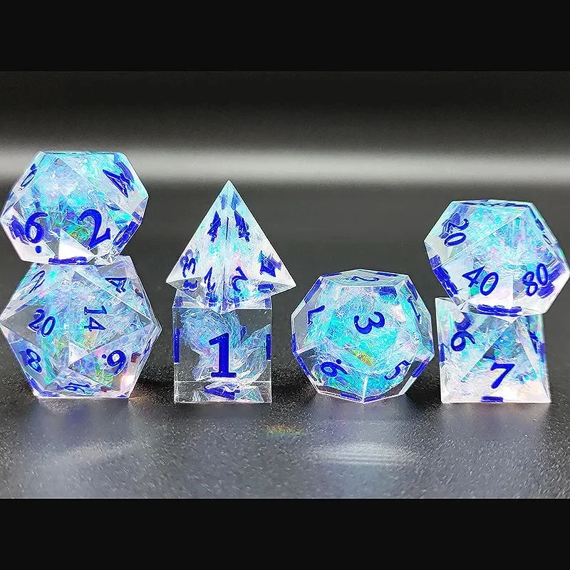 Haxtec-Juego de dados de l&aacute;mina dorada DND, dados poli&eacute;dricos de resina para mazmorras y dragones, RPG D & D Pathfinder-2