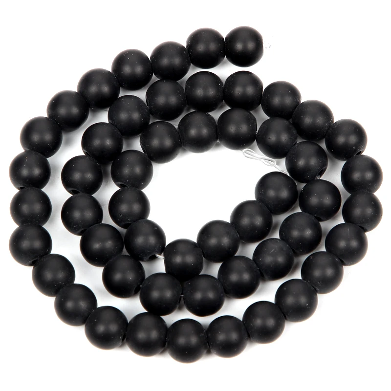 4 12 мм с тусклой полировкой матовый Натуральный камень разбросаны шарики черный агат бусины Свободные для
