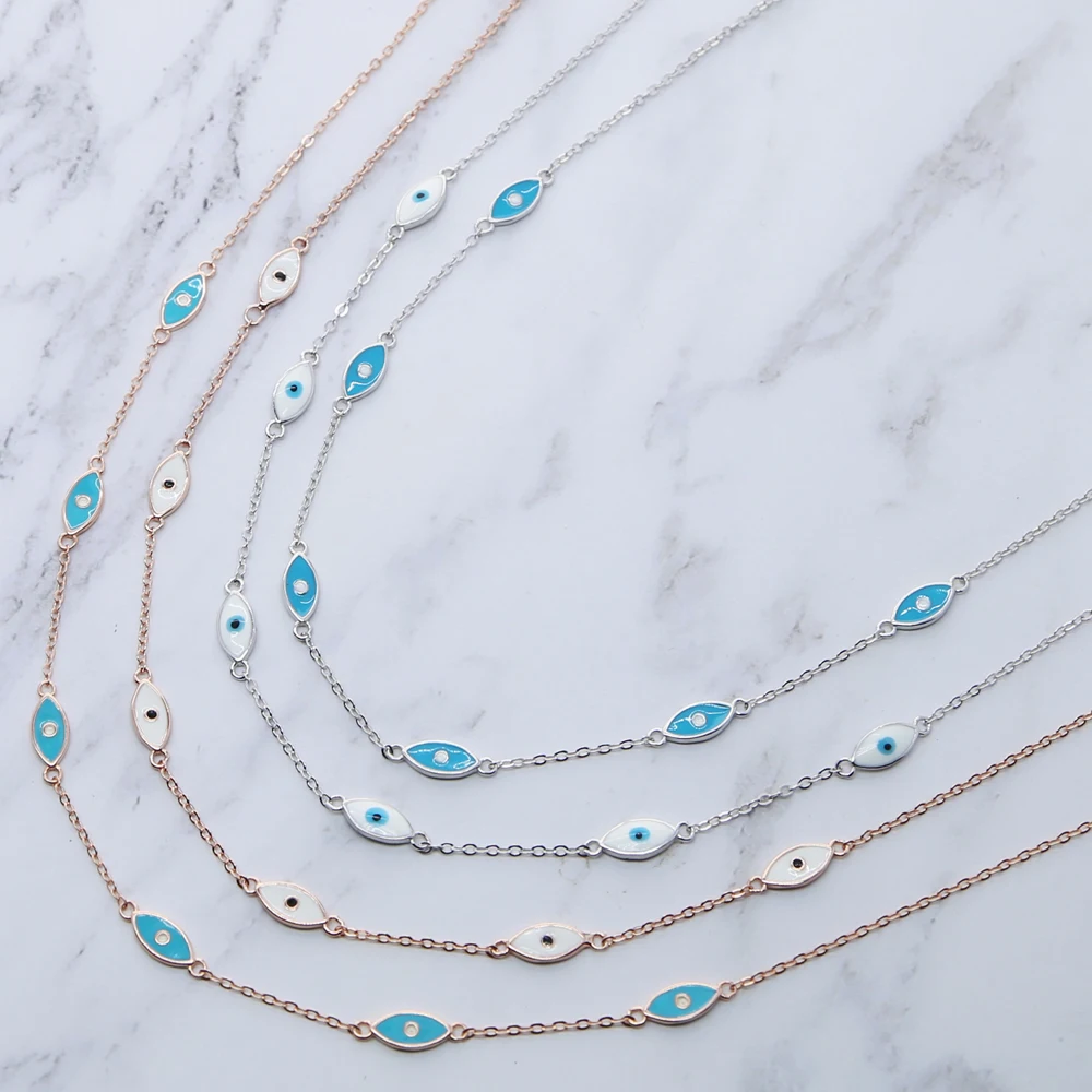 Изящное изящное минималистичное ожерелье с подвеской от сглаза ювелирные