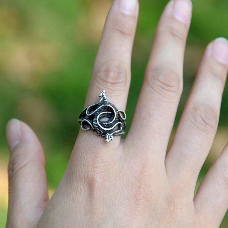 Vintage Silver Snake Ring Animal Rings Born Killers Adjustable Pagan Punk Jewelry For Women Men | Украшения и аксессуары