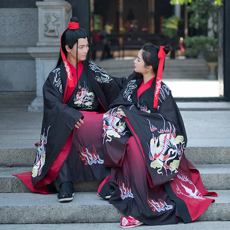 Новинка для взрослых пар черный и красный Hanfu китайский стиль традиционный