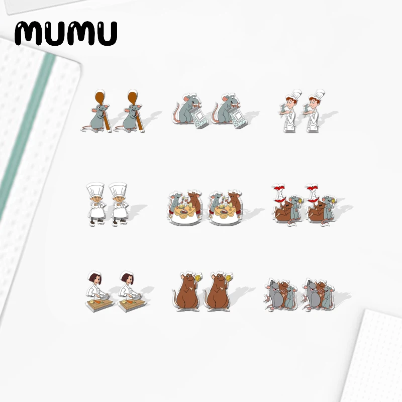 Новинка 2021 серьги-гвоздики с третатуй милая мышь искусственная смола акриловые