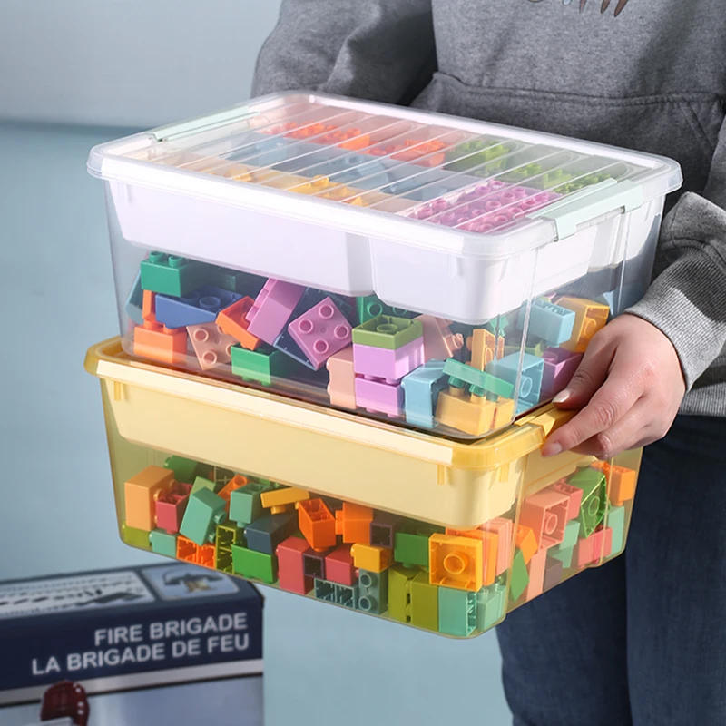 Ящик для хранения конструктора прозрачный органайзер игрушек Lego с крышкой