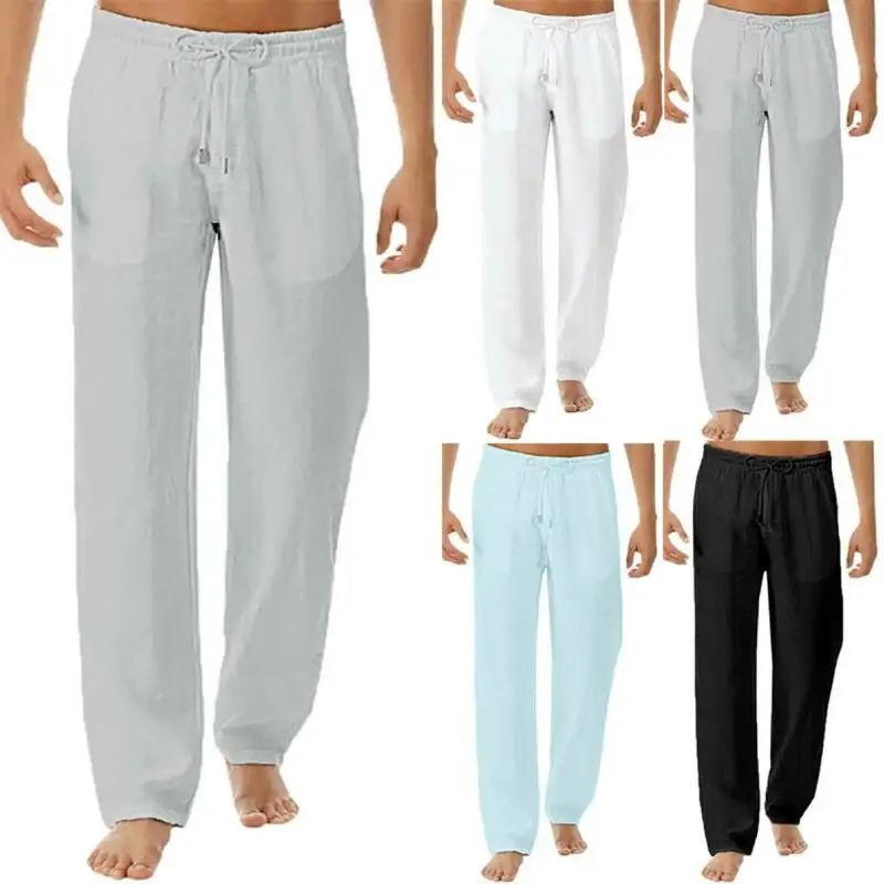 

Mens Trousers Casual Jogging Straight Leg Pants Solid Loose Yoga Sport Bottoms