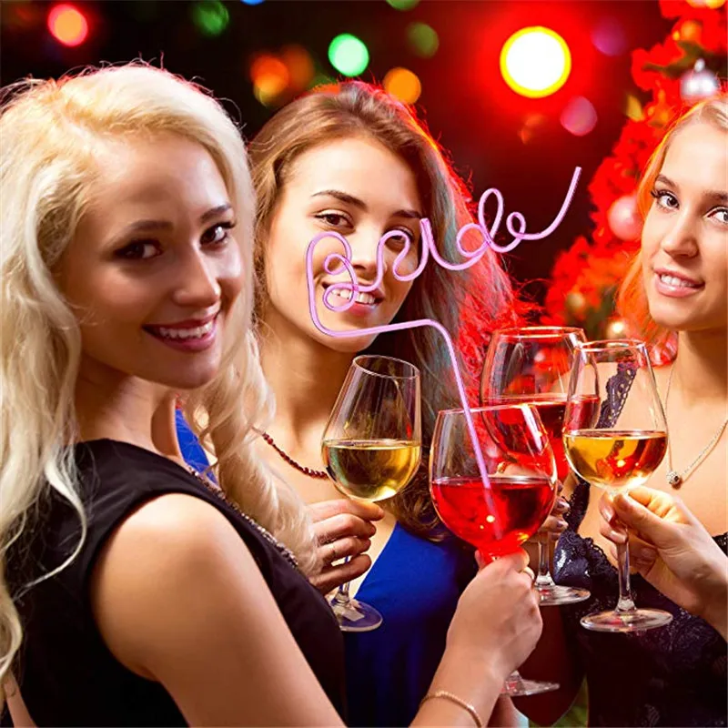 Креативные многоразовые трубочки с буквами пластиковые соломинки для