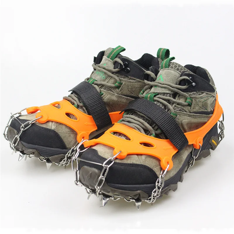 

24-tooth Outdoor Non-slip Crampons Ice and Snow Climbing Equipment Stainless Steel 24-teeth Crampons Hiking Shoe Chain 1 Pair