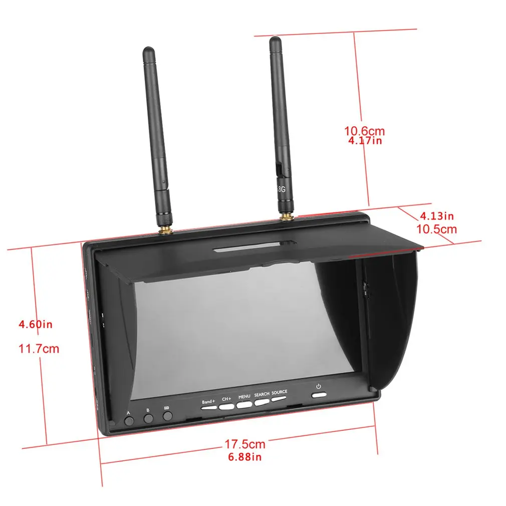 

7 Inch TFT LCD Screen FPV Monitor LT5802S 800*480 Resolution 5.8G 40CH LED Backlight Multicopter with Build-in Battery Automatic