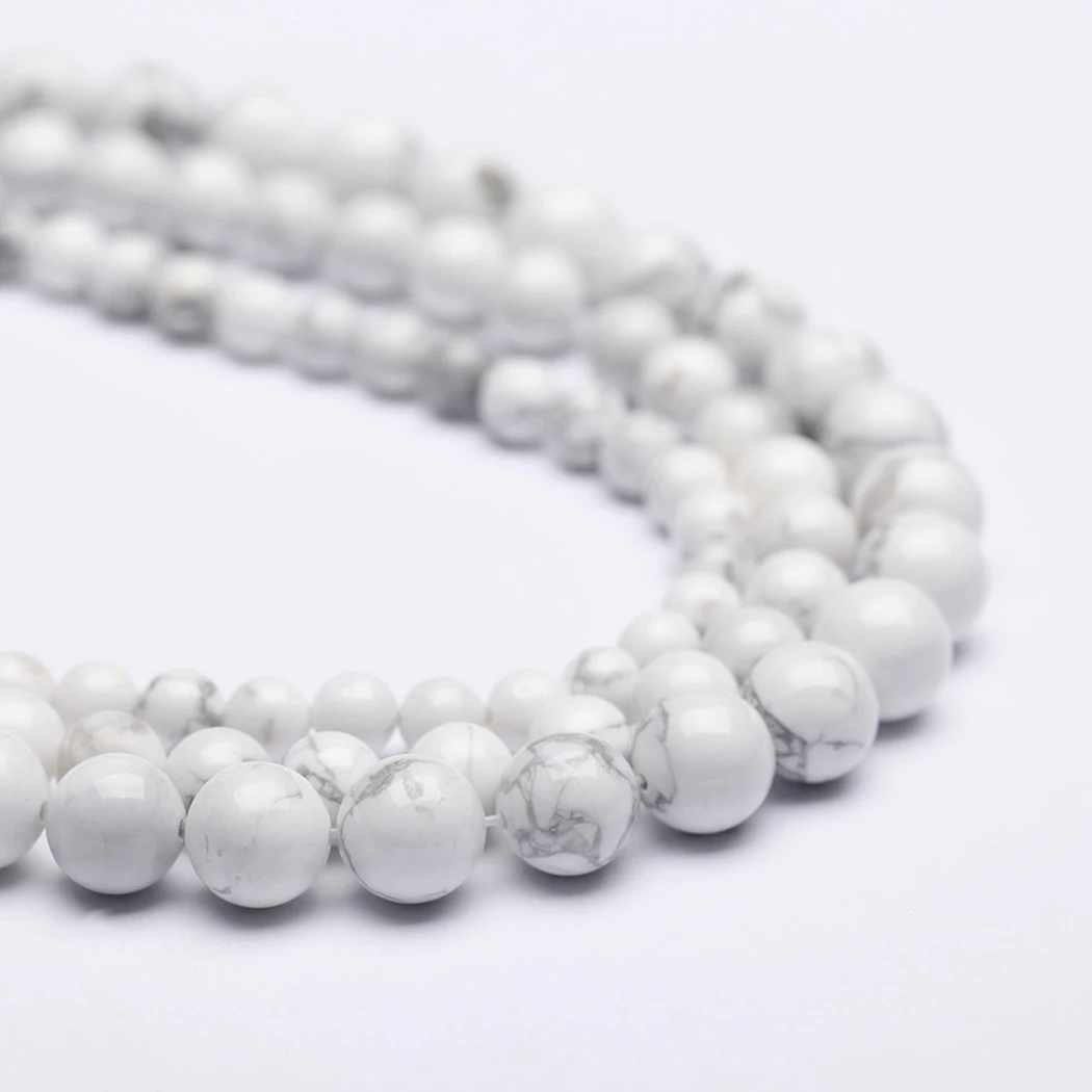 Натуральный белый бирюзовый 4 14 мм Круглый драгоценный камень бусины для