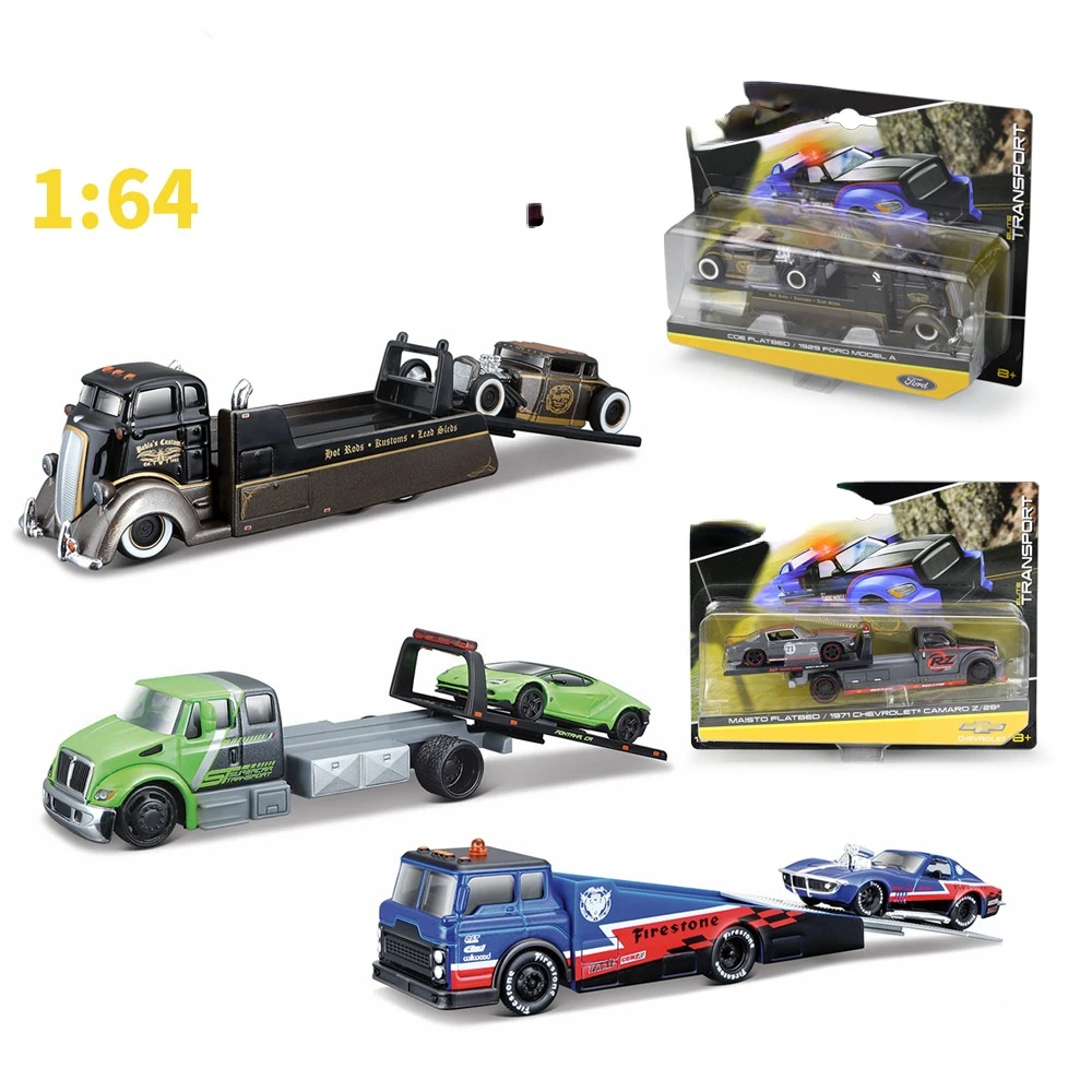 

Maisto1:64 Flat Transport Vehicle Set Series Die Cast Collectible Hobbies Motorcycle Model Toys
