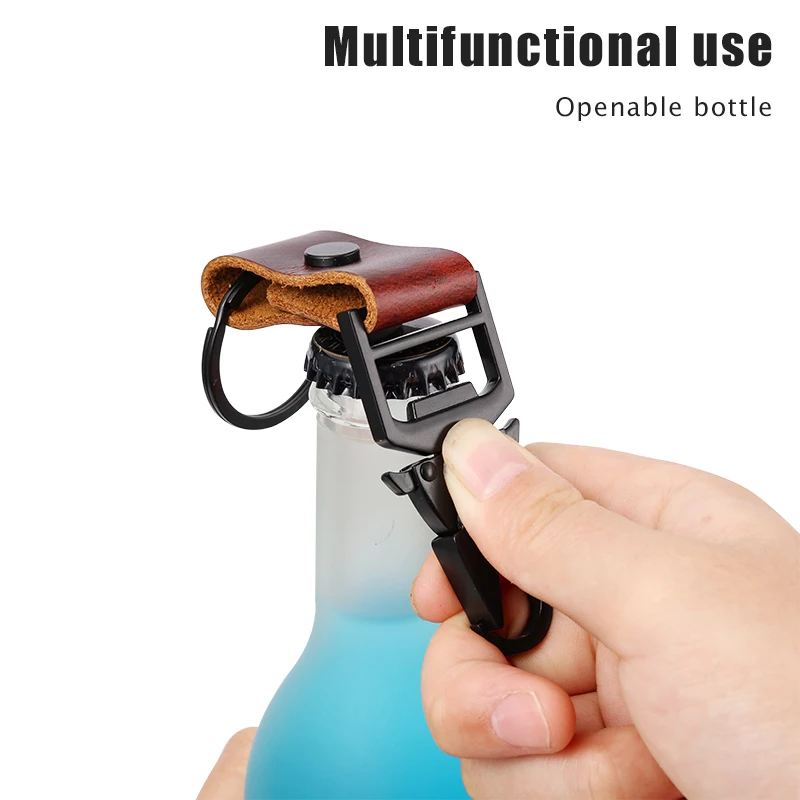 2021 Fashion Outdoor Vintage Leather EDC Bottle Opener Keychain Holder Luxury Multifunction Aluminum Smart Carabiner Keychains | Багаж и