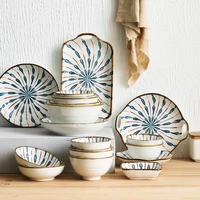 japanese hand painted ceramic dishes creative underglaze color household rice bowl ramen dish gift set