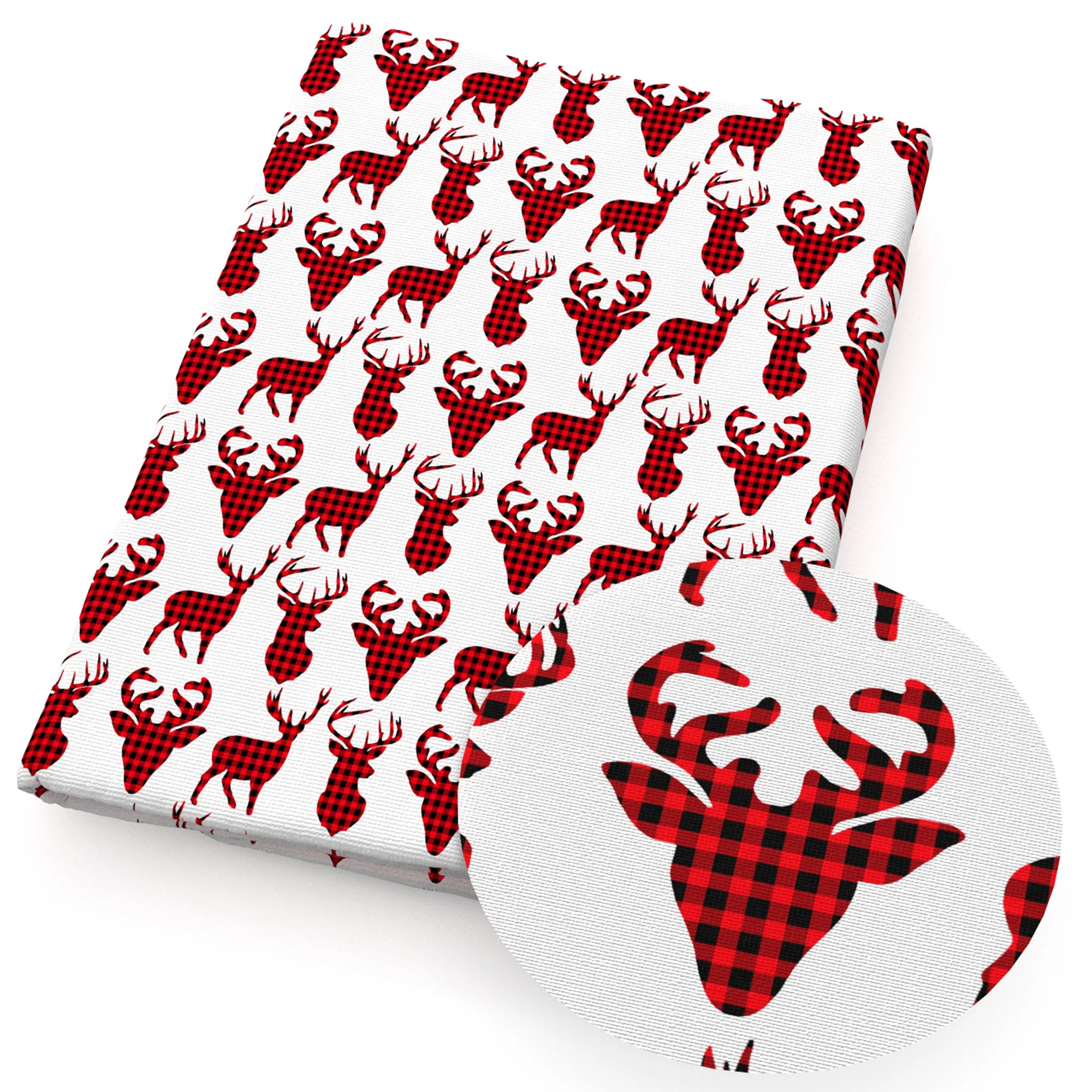 Рождественская ткань с принтом оленя Полиэстеровая хлопчатобумажная для шитья