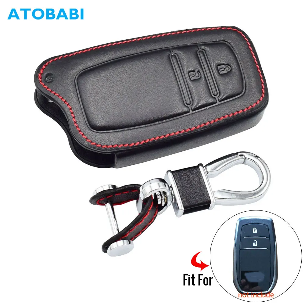 Чехол для ключей из натуральной кожи для Toyota Corolla Highlander Crown 2 кнопки Smart Keyless дистанционный чехол для ключа чехол сумка для ключей
