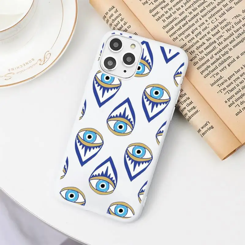 

Lucky Eye Blue Evil Eye Print Phone Case Candy Color for iPhone 6 7 8 11 12 s mini pro X XS XR MAX Plus