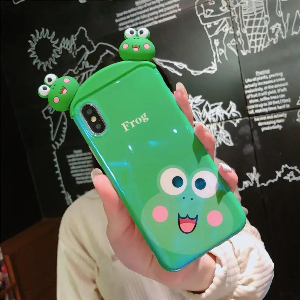 For iPhone 11 Pro MAX Cartoon Sesame Street frog Rabbit Pink Panther Blue Light IMD Case Xs XR Max X 6 6s7 8 Plus |