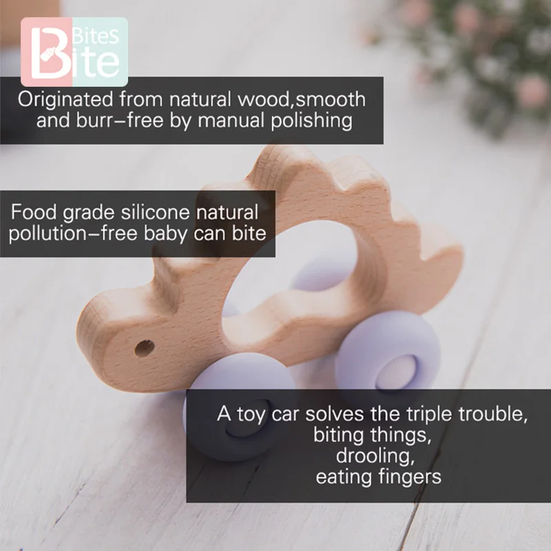 1pc Baby Wooden Teether Animal Car Beech Teething Crib Stroller Toy BPA Free Wood Elephant Accessories Children Good | Мать и ребенок