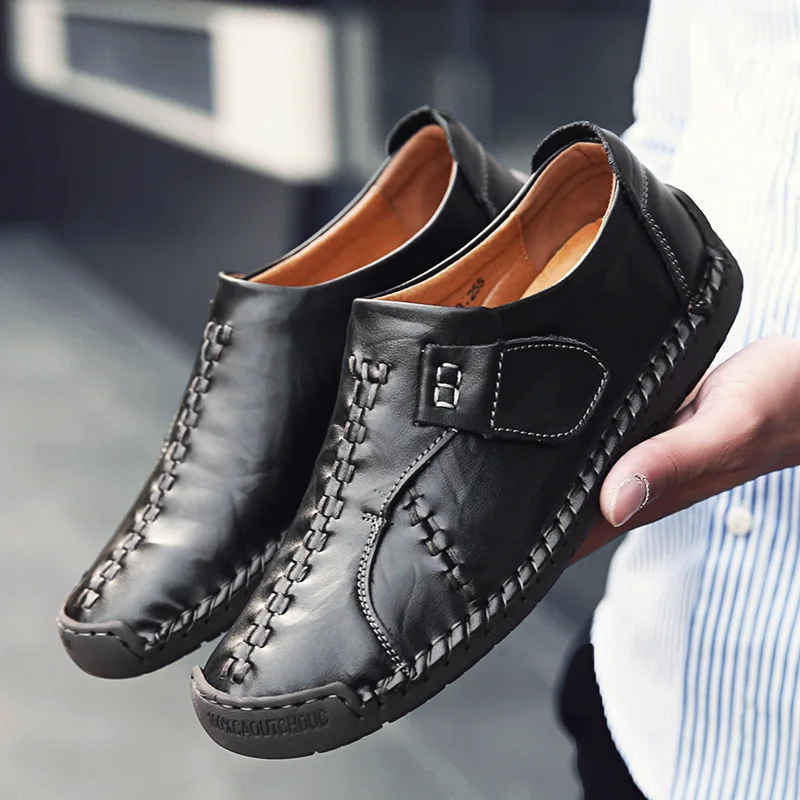 

Top Quality Breathable Slip on Shoes Men Flats 2021 Summer Fall Leather SHoes Men Casual Moccasins Driving Shoes Suit Loafers
