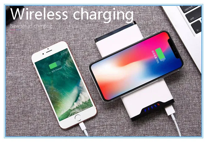 Qi Беспроводное зарядное устройство 10000 мАч портативное USB зарядное устройство Беспроводная зарядная панель для iPhone X 8 Plus samsung Note 8 S8 power Bank