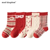 mudkingdom 5 pairslot 1 to 12 yrs girls boys socks christmas santa claus snowman new year red warm socks kids cotton socks