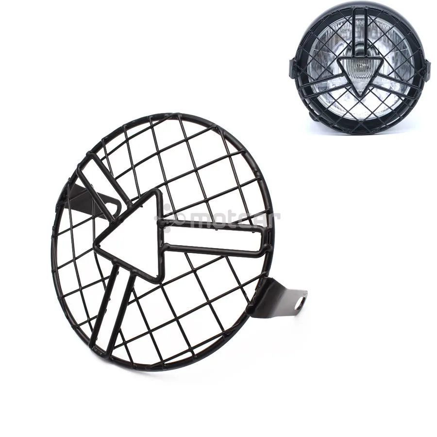 

170mm Vintage Black Metal Grill Cafe Motorcycle Side Mount Headlight Cover Protector Universal For Honda Yamaha Kawasaki Chopper
