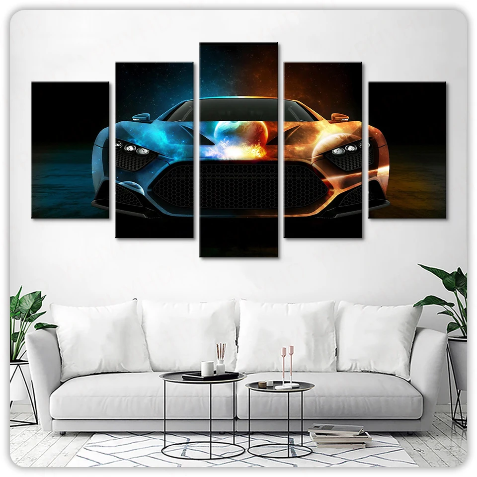 

Framework Wall Art Poster Pictures Modern Home 5 Panel Car Living Room Canvas HD Print Painting Decoration Modular Cuadros