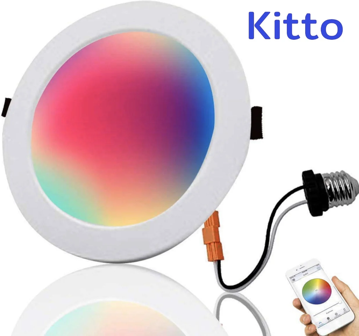 

Kitto 6 Inch Recessed Light RGBCW Bluetooth Mesh Led Downlight Dimmable Ceiling Lamp Voice Control by Alexa Support Drop Shippin