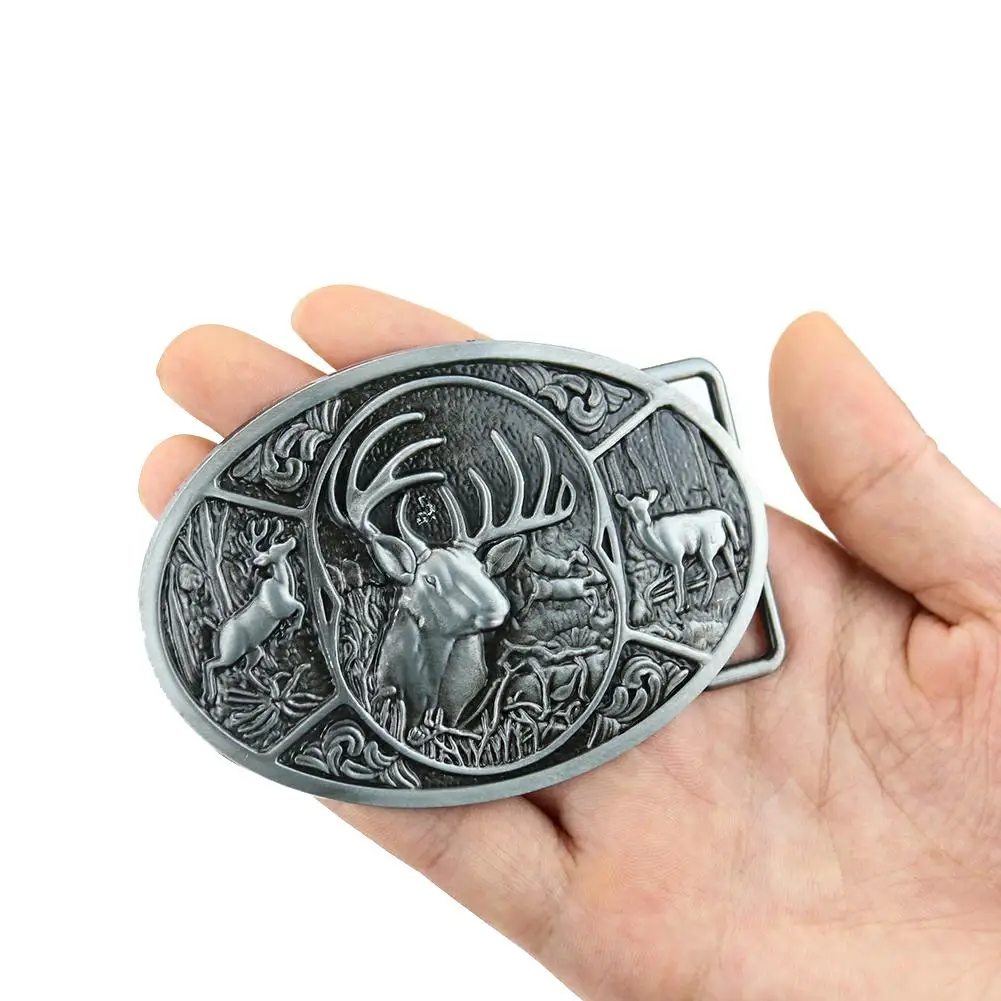 Модная крутая пряжка для ремня с северным оленем животным из натуральной кожи