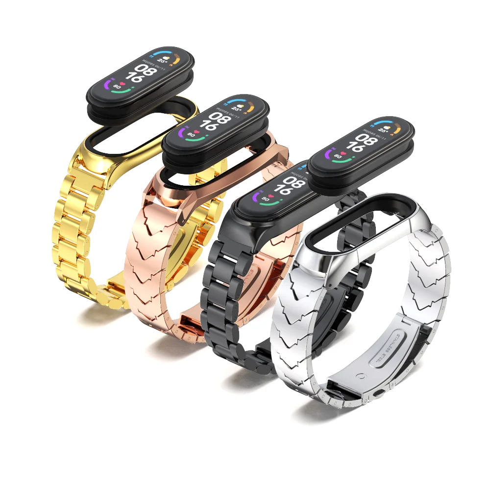 Браслет из нержавеющей стали для Xiaomi Mi Band 6 5 4 3 NFC | Электроника