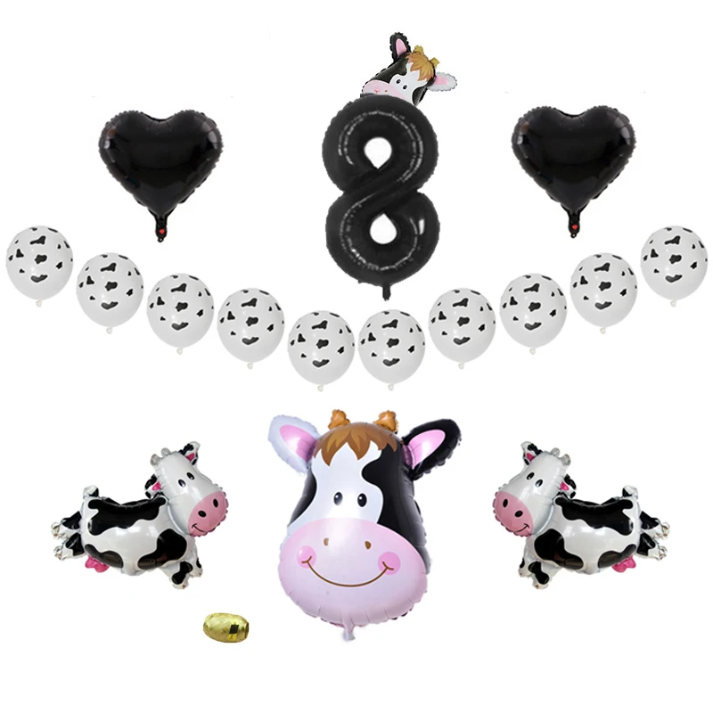 

18pcs/Lot Cow Animal Balloons Set Party Theme Helium Foil Balloons Birthday Party Decorations Baby shower Supplies Toys