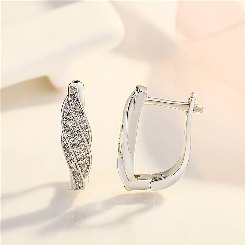 

MEYRROYU Sterling Silver 2021 Hot Sale Three-layer Wave Zircon Connection Hoop Earrings Female Exquisite Gorgeous Jewelry Gifts