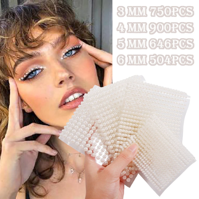 3 мм/4 мм/5 мм/6 мм 3D жемчужные украшения для лица наклейки век самоклеющиеся тела